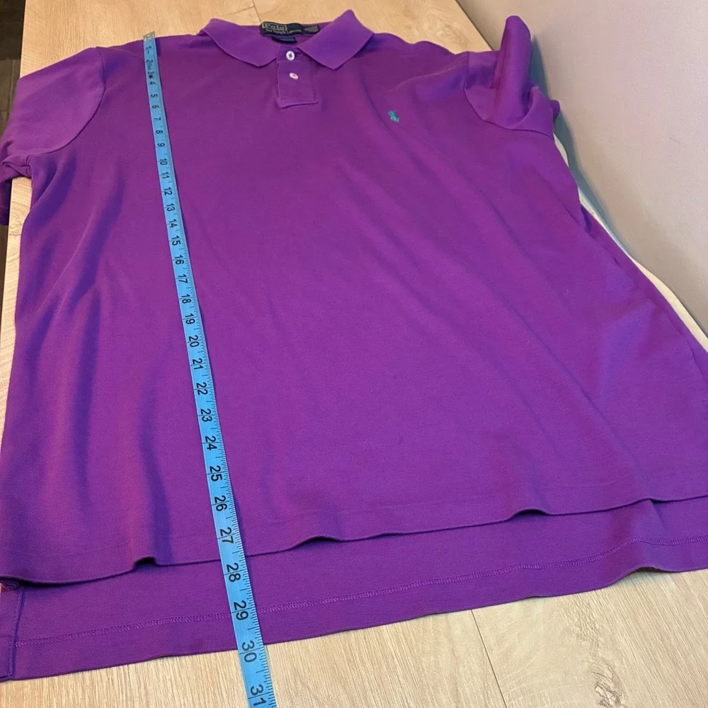 Polo Ralph Lauren Mens XL Custom Fit Purple Short Sleeve Cotton Pique Polo Shirt